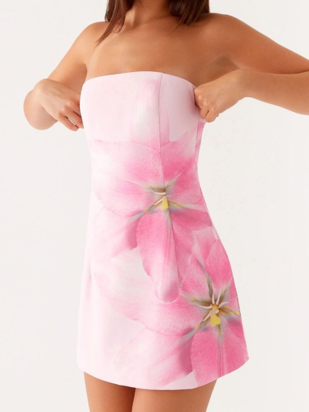 Peppermayo Pink Floral Strapless Mini Dress M NWT Summer